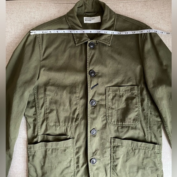 Universal Works Bakers jacket light olive green twill size S - Picture 6 of 8